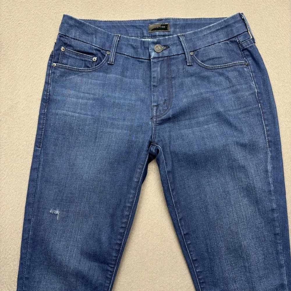 MOTHER The Looker Crop Skinny Jeans Bright Eyes Blue Denim Made in USA‎ Size 26